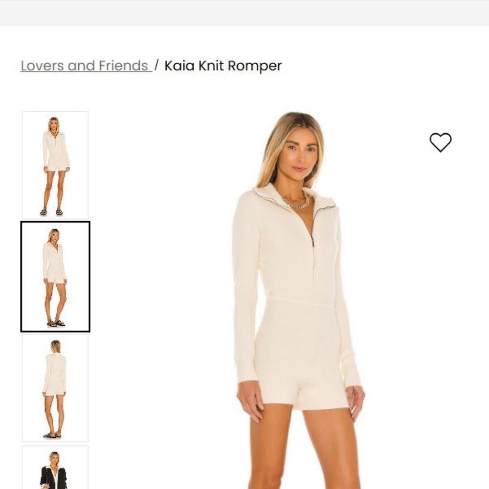 Revolve Kaia romper knit cream XS worn once zippered soft